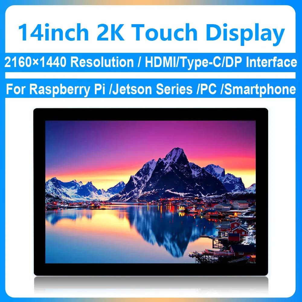 14 inch color LCD display 2K 2160x1440 capacitive touch screen HDMI/Type C/DP interface for Raspberry Pi/Jetson/ PC