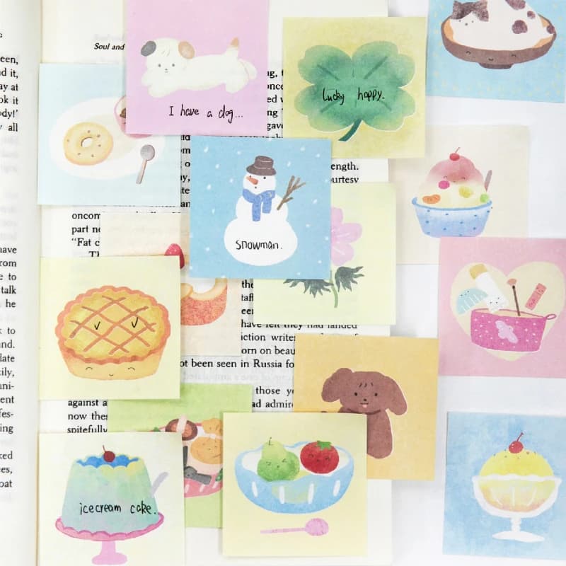 50pcs White Kraft Paper Japanese Style Cute Girlish Cartoon Journal Decorative Stickers