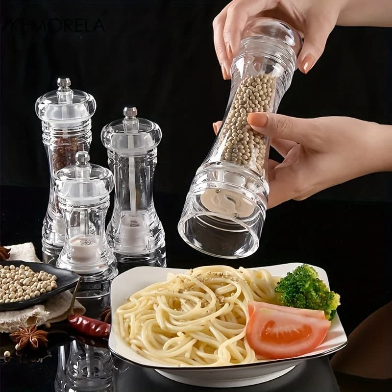 KEMORELA 1PCS Spezie Mill Shaker Acrilico Manuale Macinapepe Sale Spezie Mulino Shaker Trasparente Cucina Strumento di Macinazione