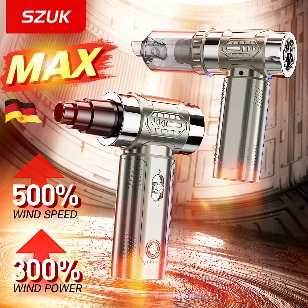 SZUK Turbofan Mini ventilatore d'aria Motore brushless Ventilatore turbo elettrico portatile Ventilatore per condotto wireless Potente aspirapolvere portatile per auto