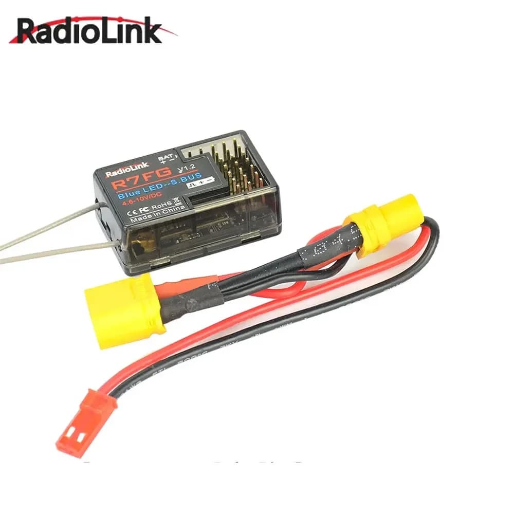 Ricevitore RC Radiolink R7FG a 7 Canali 2.4G con Giroscopio, Trasmissione di Tensione e Telemetria, Portata 600m per Auto Crawler e Drifting