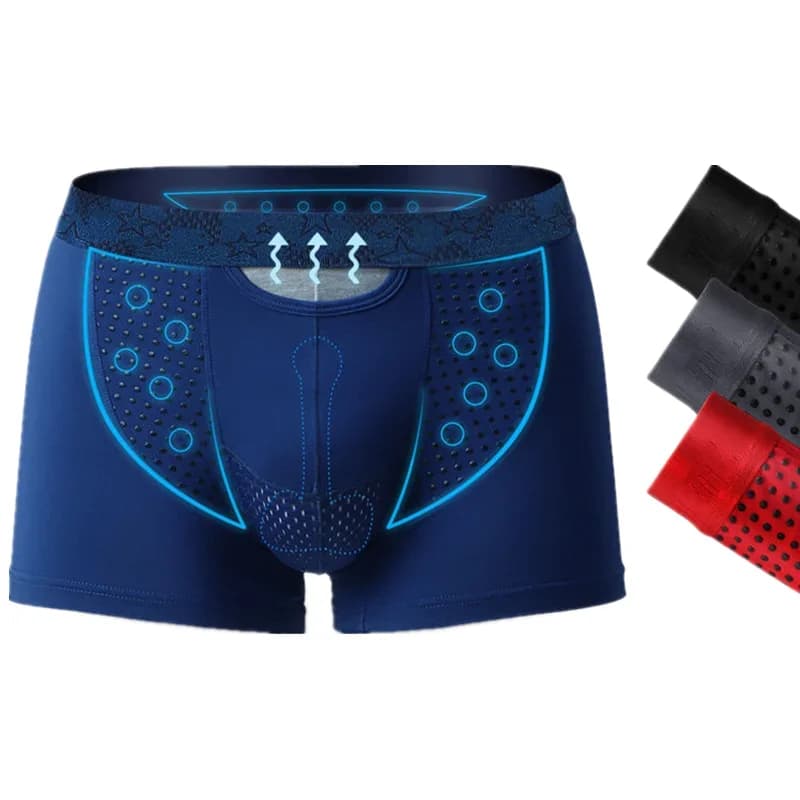 Boxer da uomo Pantaloncini Intimo modale Uomo Mutandine push up Traspirante Custodia magnetica per separazione proiettili in seta di ghiaccio Cueca