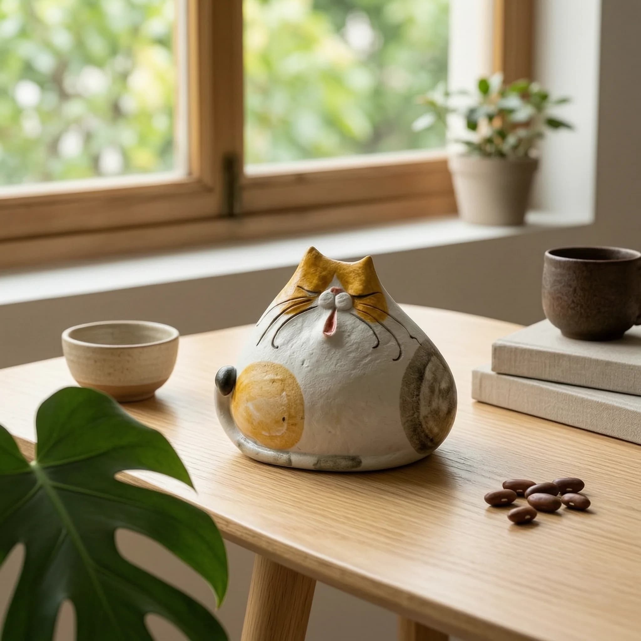 Cute Home Decor Abstract Ceramic Cat Figurine Gift Idea Cat Figurine Ornament