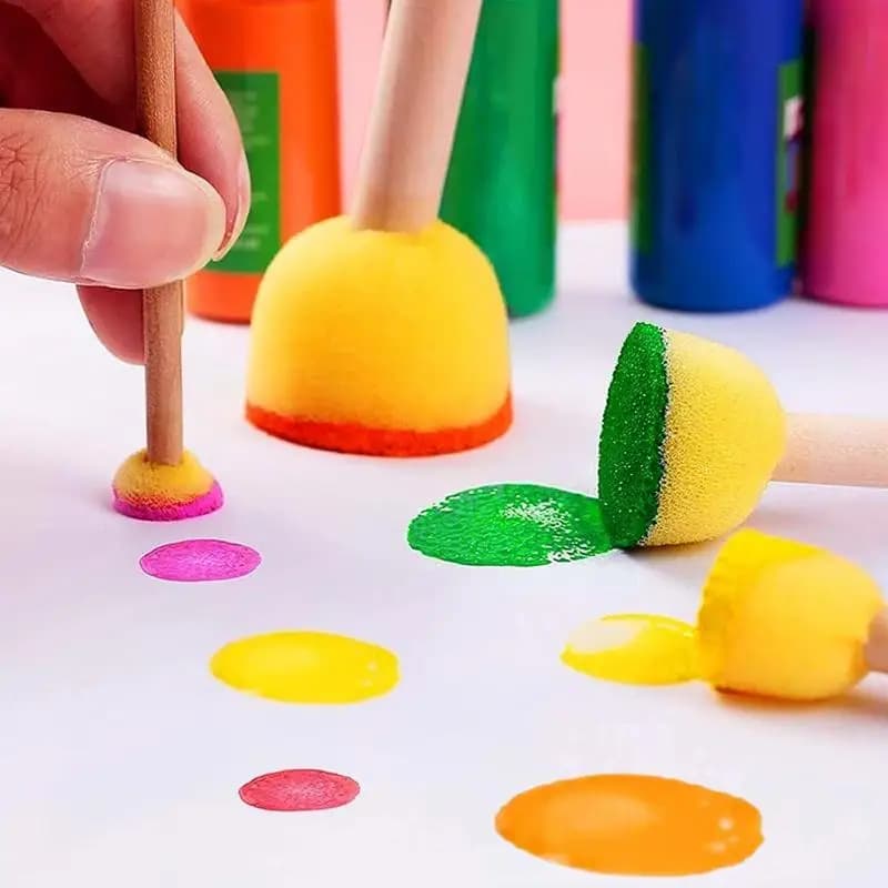 SU 20/30Pcs Round Sponge Brushes For Painting (4 Sizes), Paint Sponges For Acrylic Painting, Stencil Painting Tools For Kids