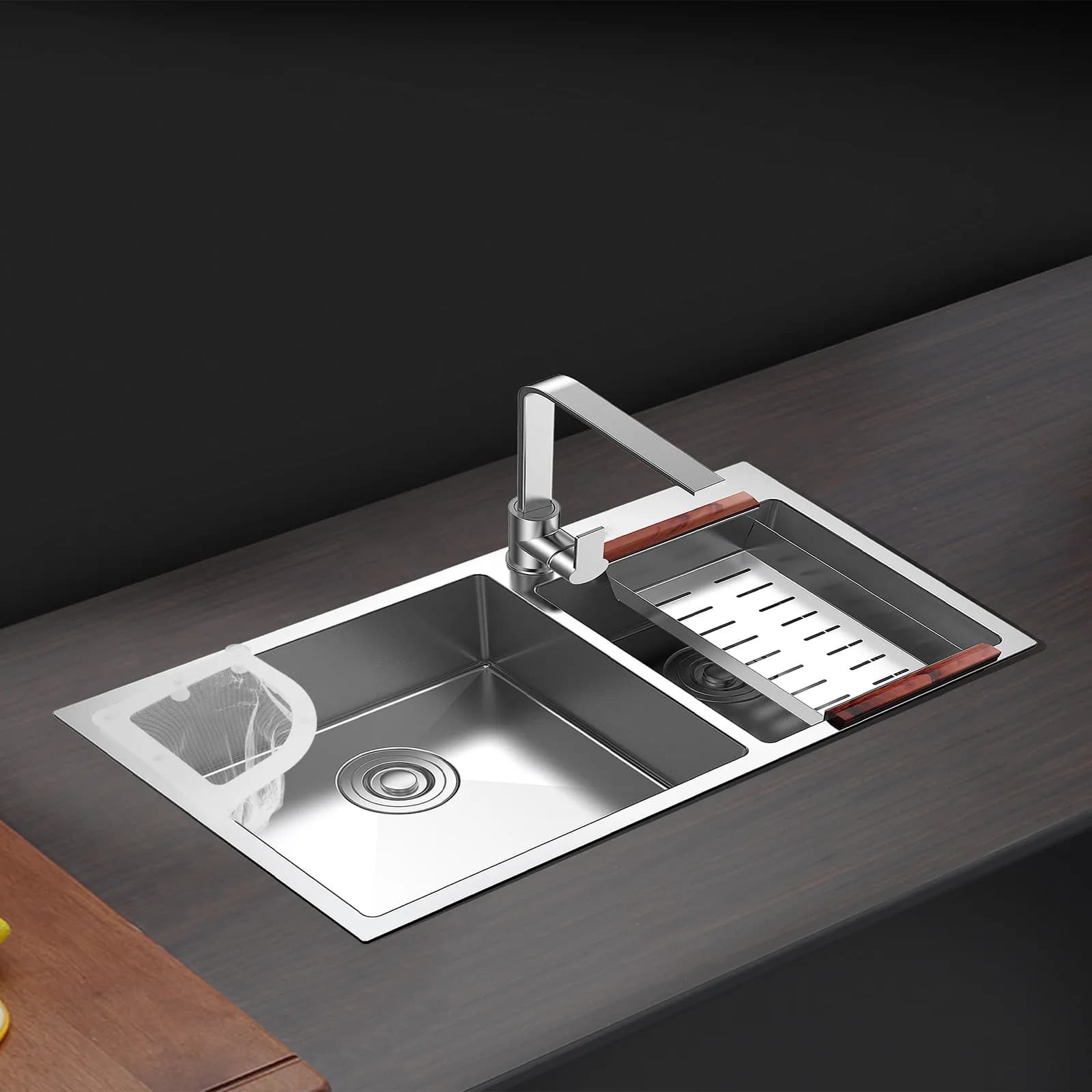 Set di 1 cestello collettore per lavello da cucina resistente in plastica, per bloccare i residui alimentari e favorire un flusso uniforme dell'acqua