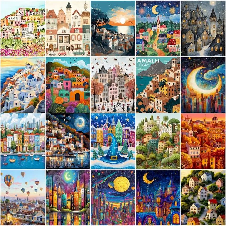 GATYZTORY Paint By Numbers painted House Simple Handmade Digital Oil Painting Canvas Paint Kit Paintings On Number Wall Decor