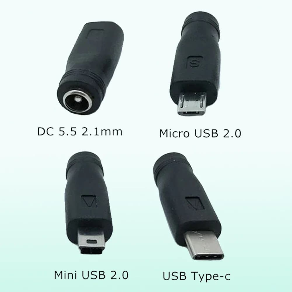 Jack di alimentazione 5 V CC 5,5 * 2,1 mm USB 3.1 Tipo C USB-C Tipo-c 5,5 mm * 2,1 mm Mini USB destro e adattatore connettore di alimentazione CC Micro USB