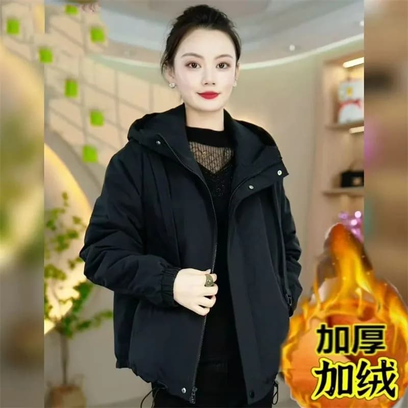 Winter Female Large Size 5XL Parkas Outwear European Women Fashion Solid Color Cotton Padded Coat Lady Hoodie Down Cotton Jacket
