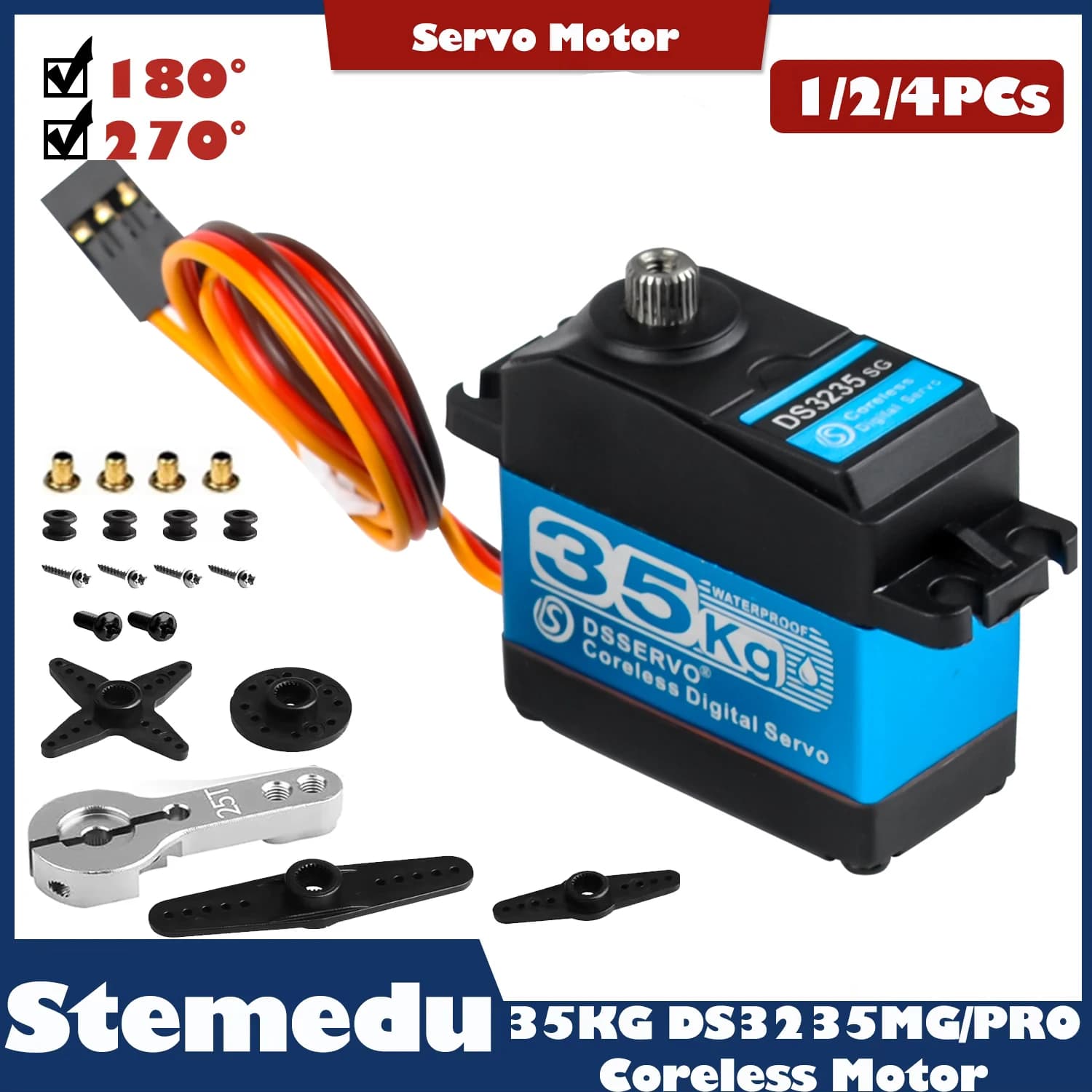 DS3235 PRO Servo 35Kg Servo Motore Coreless a coppia elevata DS3235SG Servo digitale Ingranaggi in acciaio inossidabile per auto robotiche Arduino fai da te