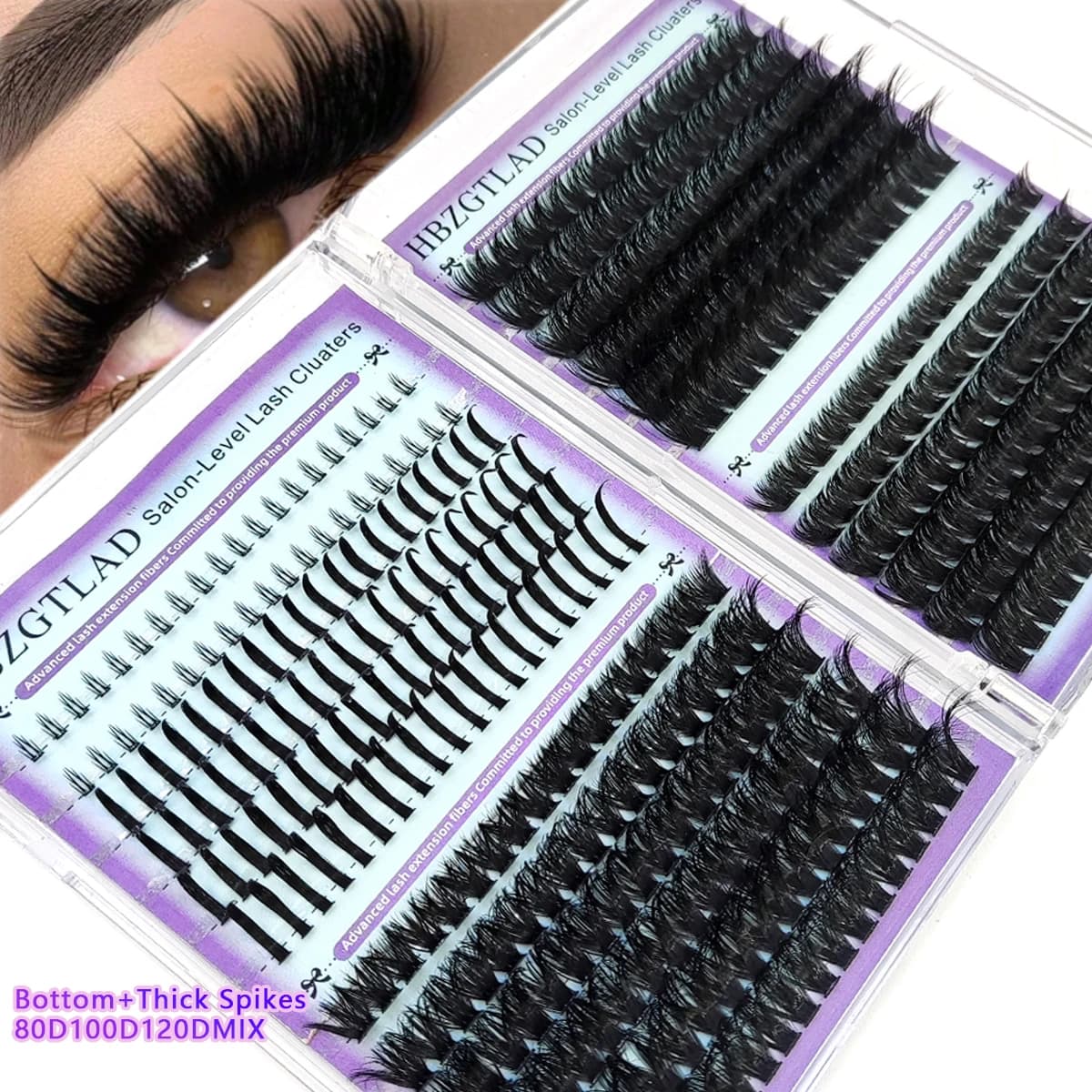 HBZGTLAD 60D-180D Cylinder Eyelashes with Base and Tips, Extension Eyelashes Individual Voluminous, Eyelashes with Tips, Make You Fairy Effect/Manga