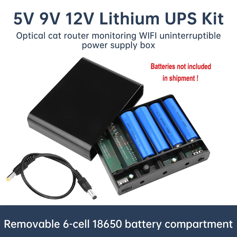 DC UPS 5V 9V 12V Uscita 6x18650 Batteria Alimentazione ininterrotta FAI DA TE Power Bank Box per casa Router Cellulare Tablet Modem