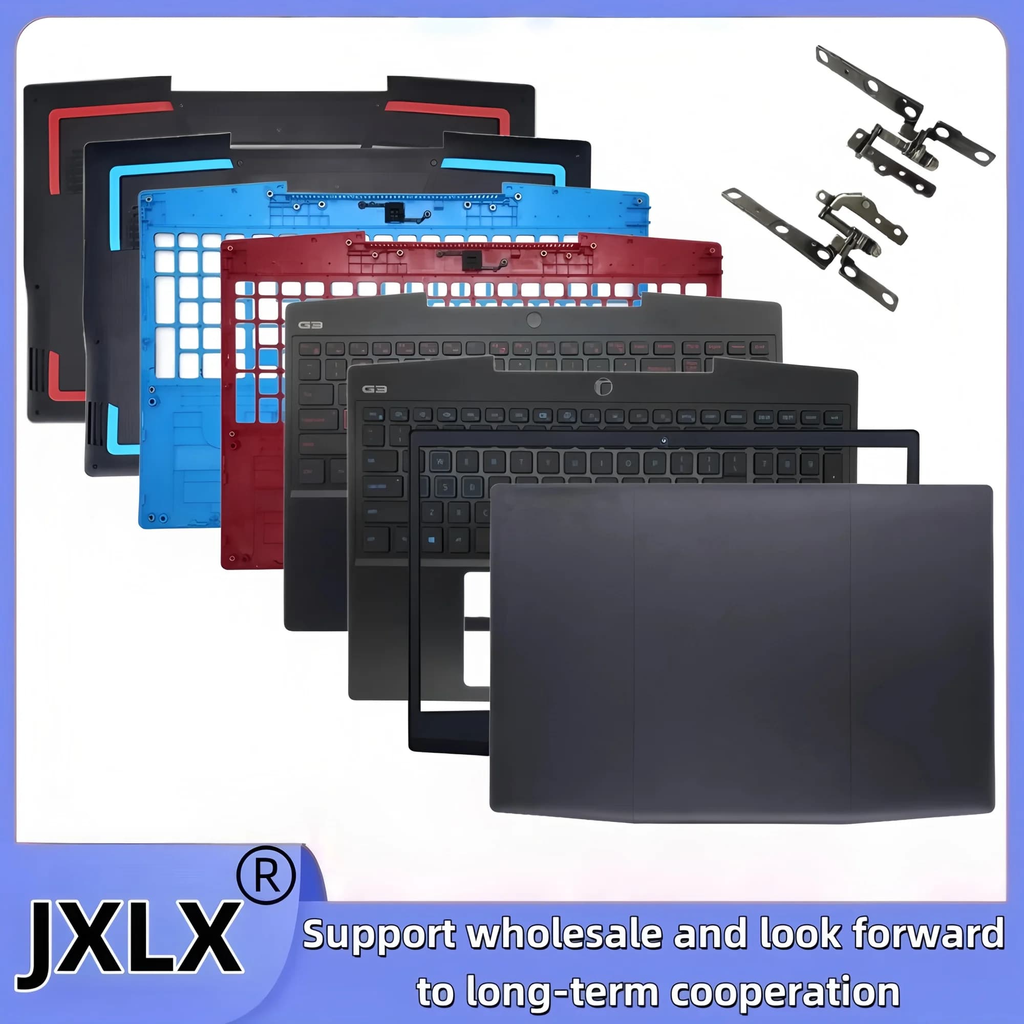 JXLX ® Nuovo per Dell G3 15 3590 3500 P89F: Cover posteriore LCD, Cornice anteriore, Cover poggiapolsi, Cover base inferiore, Cerniere - 0747KP 03HKFN 0YGCNV