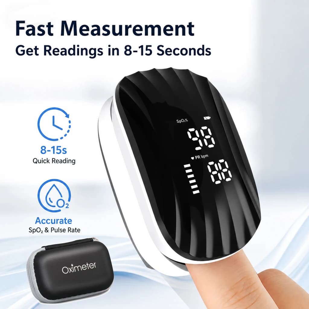 AiQUE Wireless Rechargeable Oximeter with Case LED Fingertip Pulse Medical Digital Oxygen Saturation Meter Oximetro SPO2 PR Moni