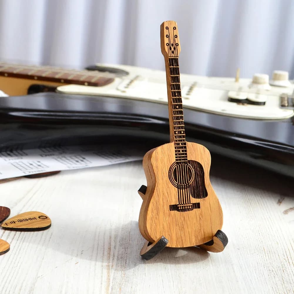 Espositore da Tavolo in Legno per Plettri di Chitarra Acustica, Organizzatore Multifunzionale per Plettri