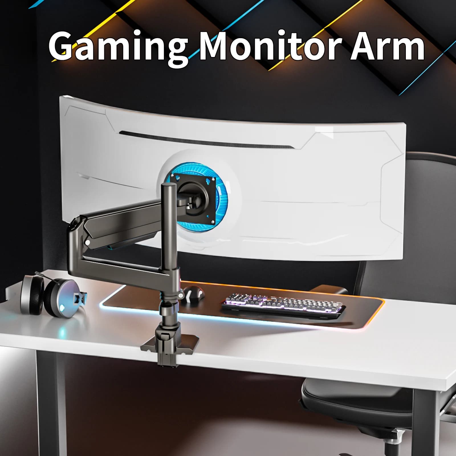 Support for Monitor Resistant for Screens from 17-60 Inches, Height Adjustable, Desk Mounting, White H9, Compatible with Screens from 57 55 49 Inches H9B