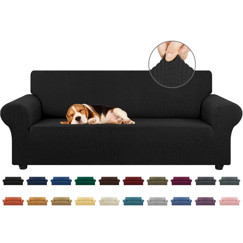 Spandex Fabric Small Checks Loveseat Slipcover Sofa Cover Furniture Protector Couch Soft with Elastic Bottom for Kids