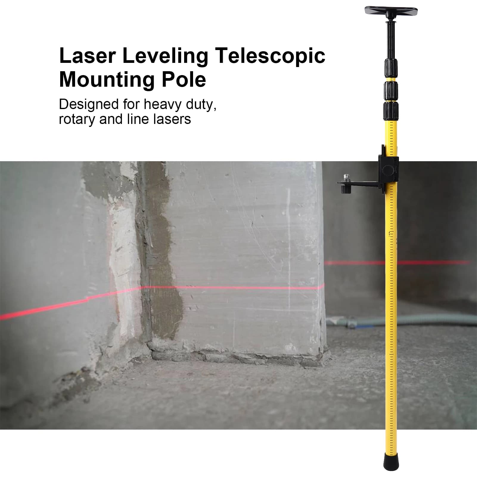 Palo di montaggio regolabile con palo telescopico per livellamento laser da 2,8 metri per accessori di livellamento laser rotanti e di linea