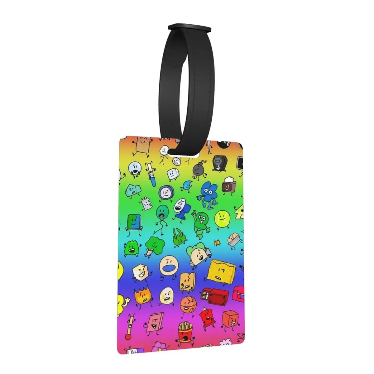 BFDI Tutti i personaggi (Arcobaleno) Etichette per bagagli Accessori per valigie Moda da viaggio Etichetta per imbarco per bagagli Porta etichette ID Nome Indirizzo