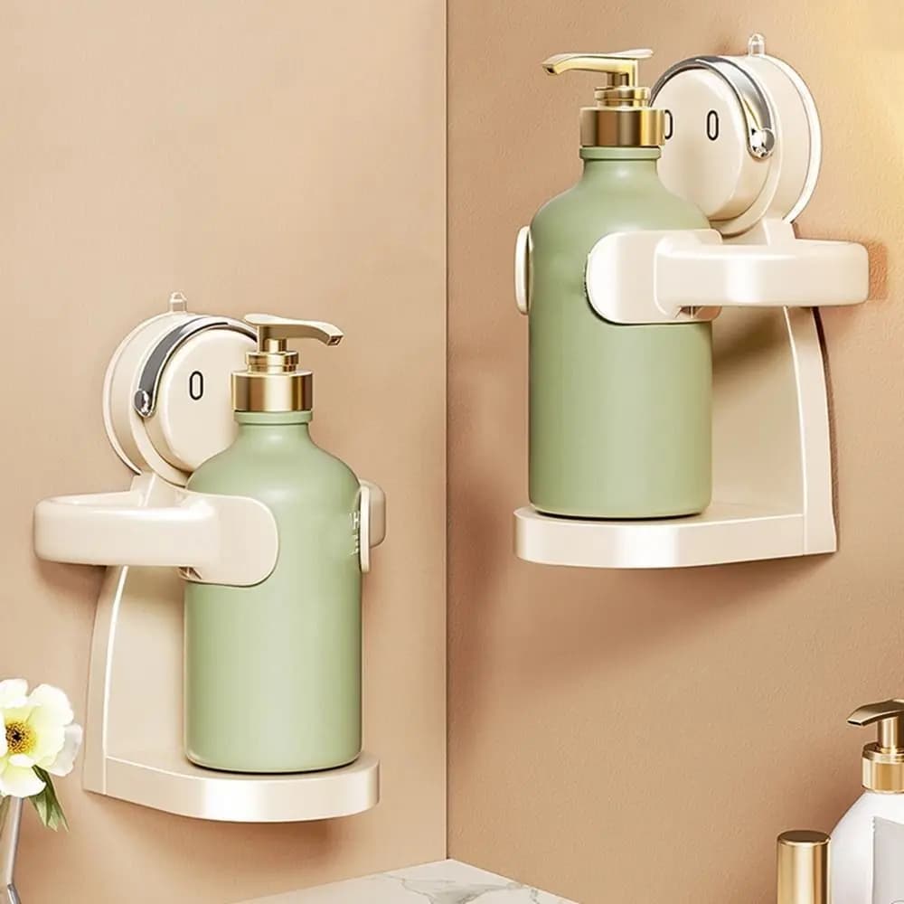Supporto per Gel Doccia con Ventosa in Plastica, Regolabile e Rimovibile, Dispenser per Sapone Liquido Riutilizzabile da Parete per Bagno