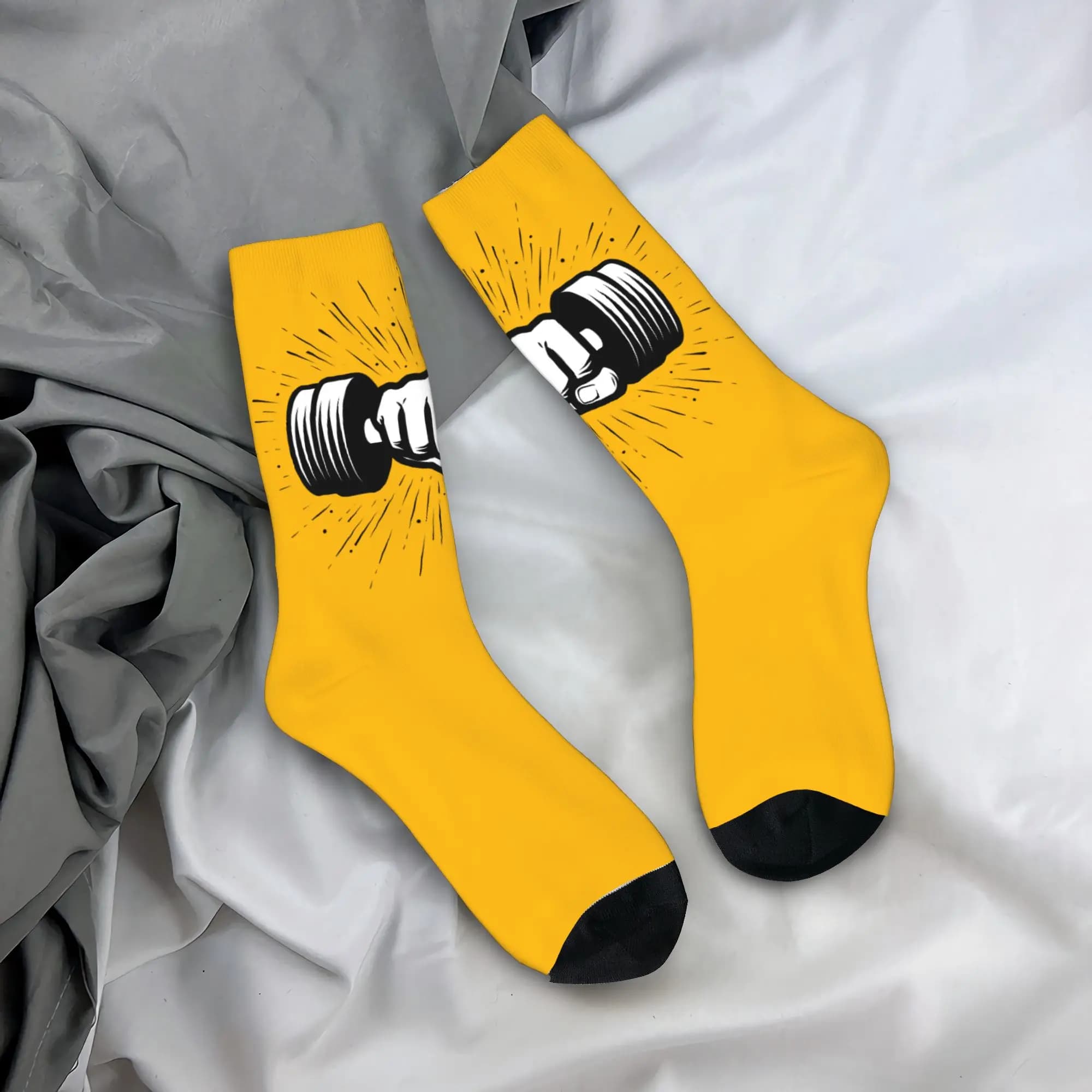 Calzini Personalizzati da Uomo per Palestra e Fitness con Logo, Calzini Unisex Caldi e Comodi con Stampa 3D
