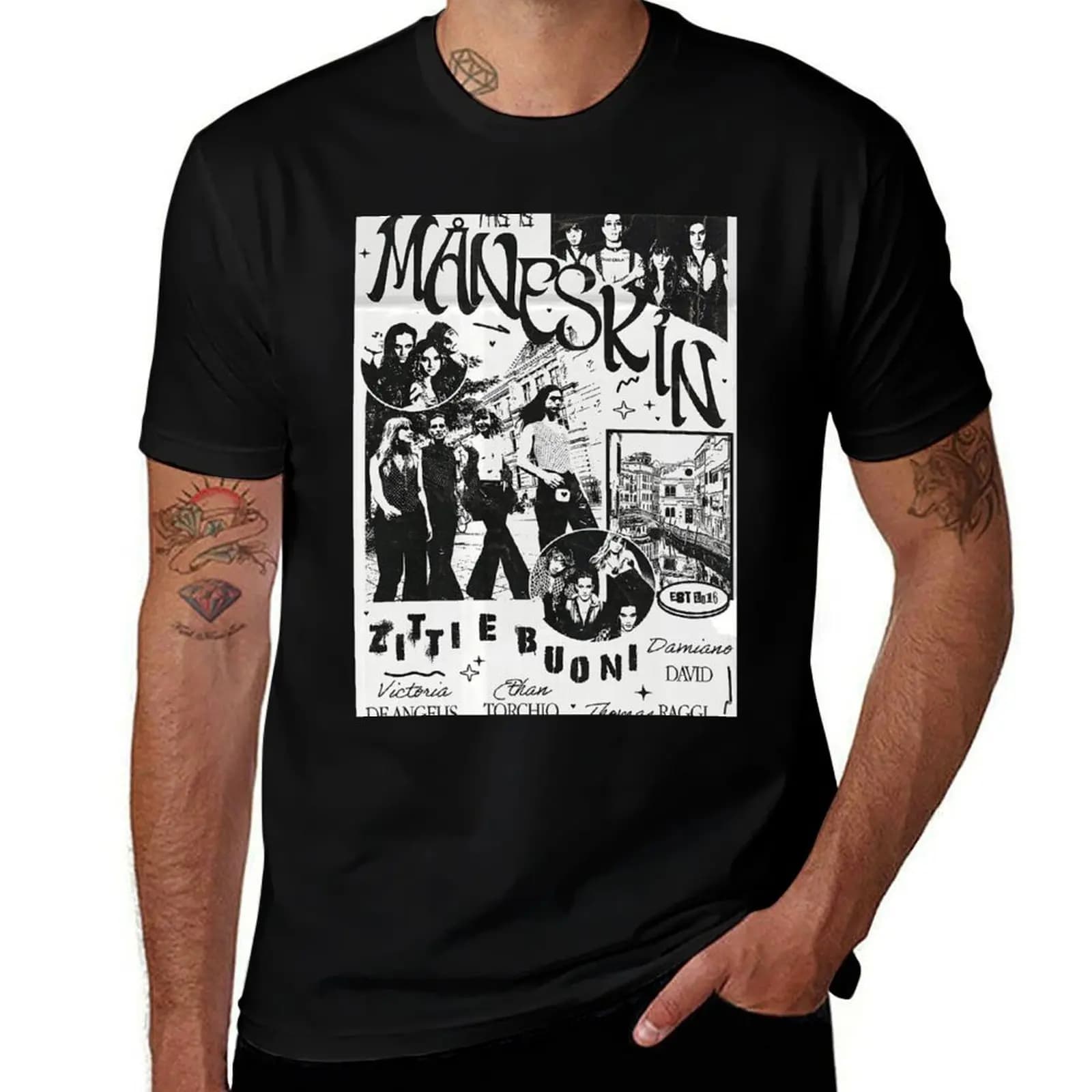MANESKIN T-Shirt Plus Size Basic Cotton T-Shirt