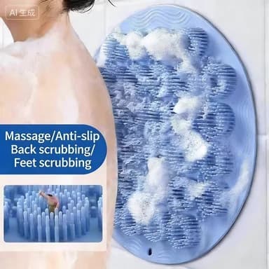 Spazzola esfoliante in silicone per la schiena, da parete, per doccia e bagno, per la pulizia del corpo