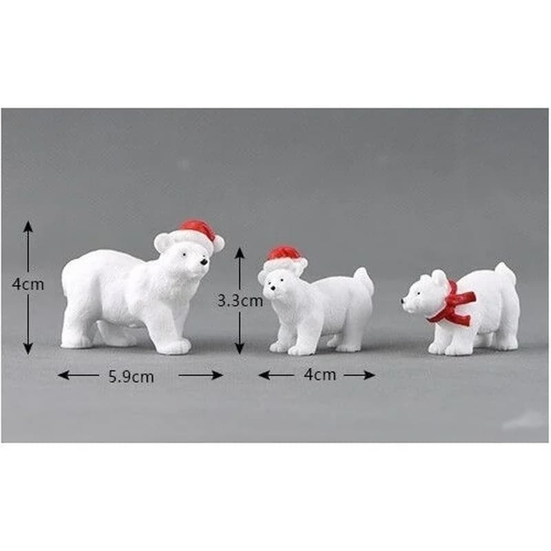 3PCS/Set Animal Miniature Christmas Polar Bear Figurines Garden Micro Snow Landscape DIY Accessories Suitable Home Supplies