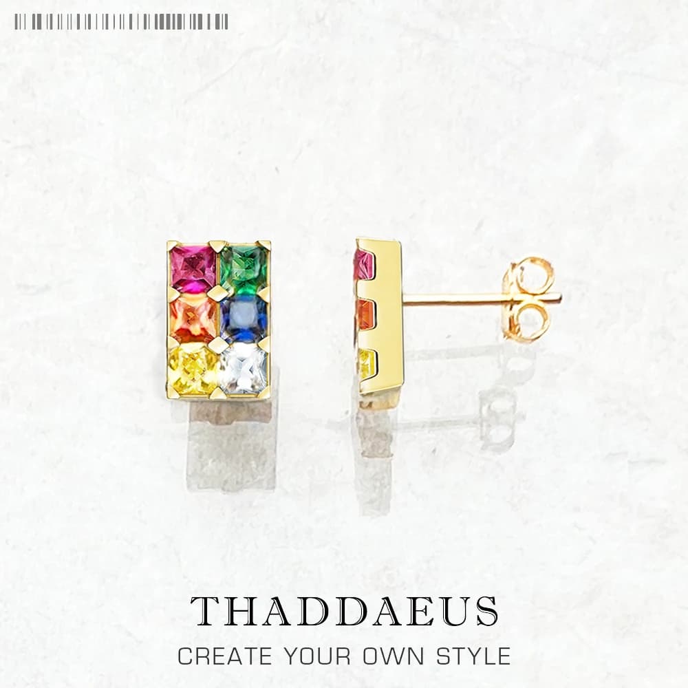 Orecchini a bottone Lucky Rainbow Pietre colorate Oro Europa Fine Jewerly per le donne Inverno Nuovo regalo alla moda in argento sterling 925