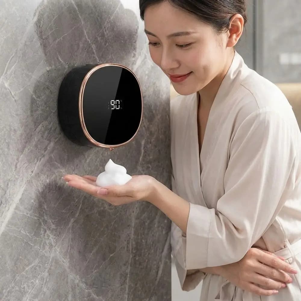Dispenser di Sapone Automatico a Sensore da Parete, Impermeabile, Ricaricabile, Intelligente con Display Digitale, Dispenser di Disinfettante per Mani