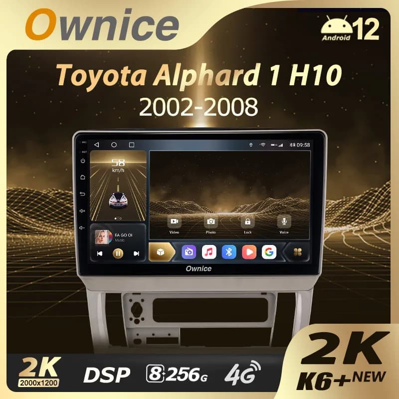 Ownice K6+ 2K per Toyota Alphard 1 H10 2002 - 2008 Autoradio Multimedia Video Player Navigazione Stereo GPS Android12 Senza DVD 2din