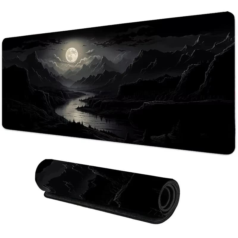 VIKAMA Moon Night Scenery Extra Large Desk Mat, Black Non-slip Gaming Mouse Pad for Home Office Desk Decor