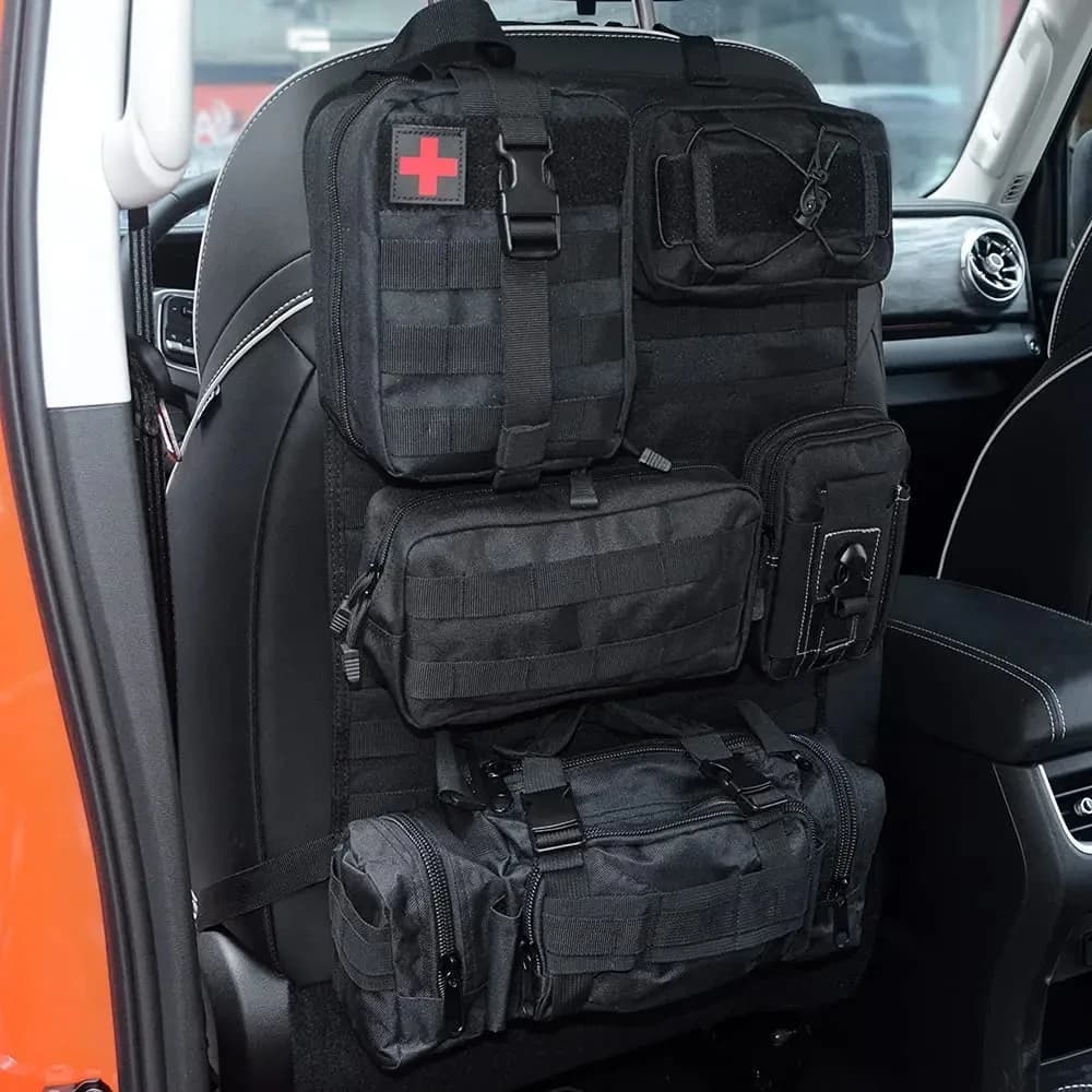 Borsa portaoggetti tattica per sedile posteriore per auto con 5 tasche Molle Organizer per pannelli Molle per veicoli, borsa sospesa universale adatta a tutti i veicoli