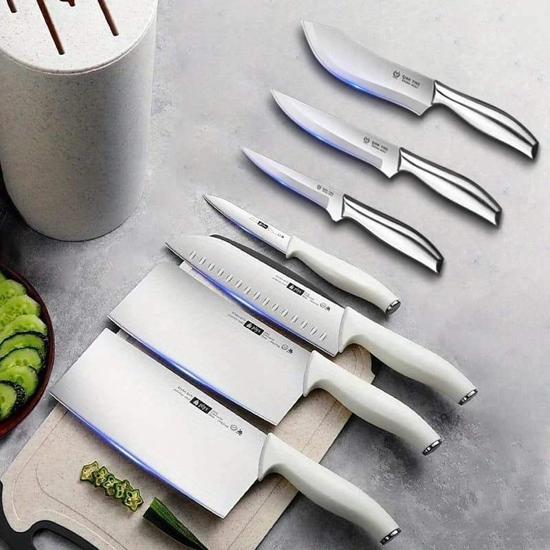 Set of kitchen knives 7 pieces: cut knife for bone Cutting knife Chef knife Fruit knife Bon removal knife Set of super sharp knives