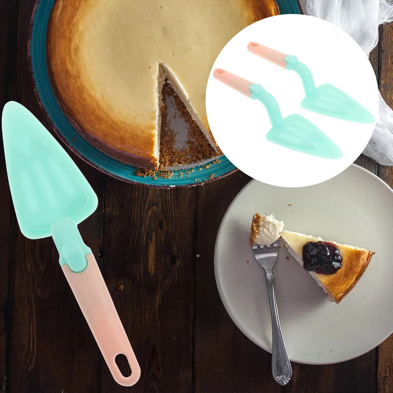 Set di 2 Pale Telescopiche per Pizza con Doppia Lama, Taglierina per Torte, Pizze, Crostate e Pancake, Smontabili e Facili da Pulire, Multiuso