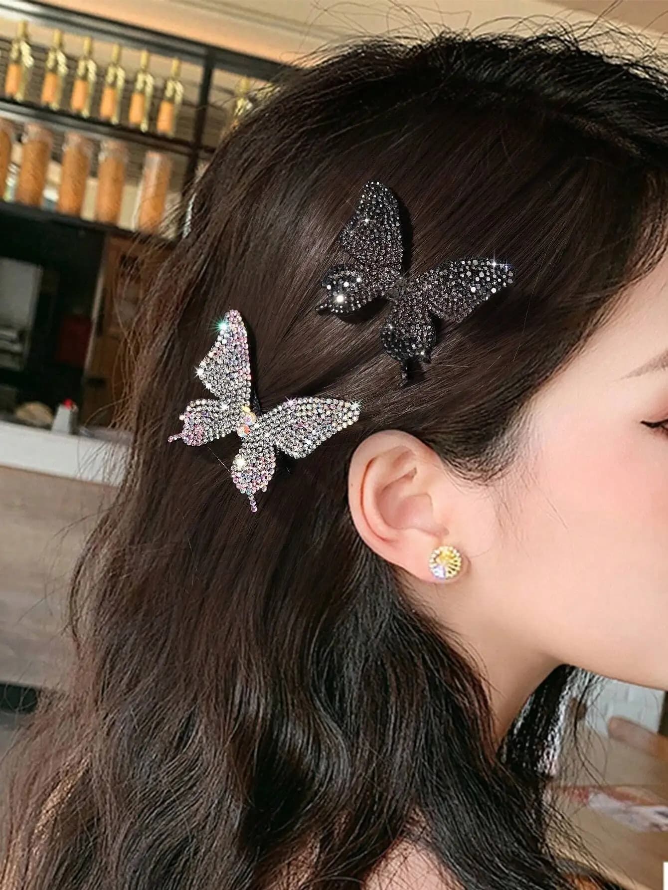2 fermagli per capelli a forma di farfalla con strass, stile lussuoso, adatti per donne con tutti i tipi di capelli, fermagli a pinza Royal, fermagli a pinza Y2k, fermagli per capelli, accessori per capelli, accessori per la testa, forcine, estate, vacanze, viaggi