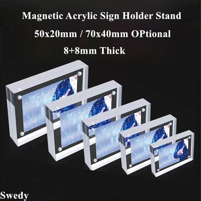 50x20mm / 70x40mm Mini tavolo magnetico acrilico gioielli prezzo etichetta etichette carta nome carta segno titolare per centri commerciali