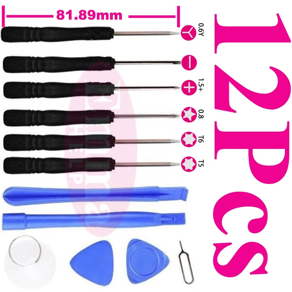 12 Piece Phone Repair Kit for iPhone 17 16 15 Samsung, Screen Opening Tools, Cacciavite, Suction cup, Raschietto, Precision Repair Set
