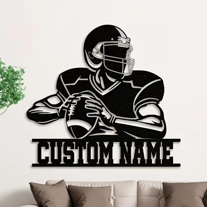 Targa in Metallo Personalizzata con Giocatore di Calcio - Nome Personalizzato, Resistente alle Intemperie e Durevole, Ideale per Decorazione Stanza e Regalo per Tifosi