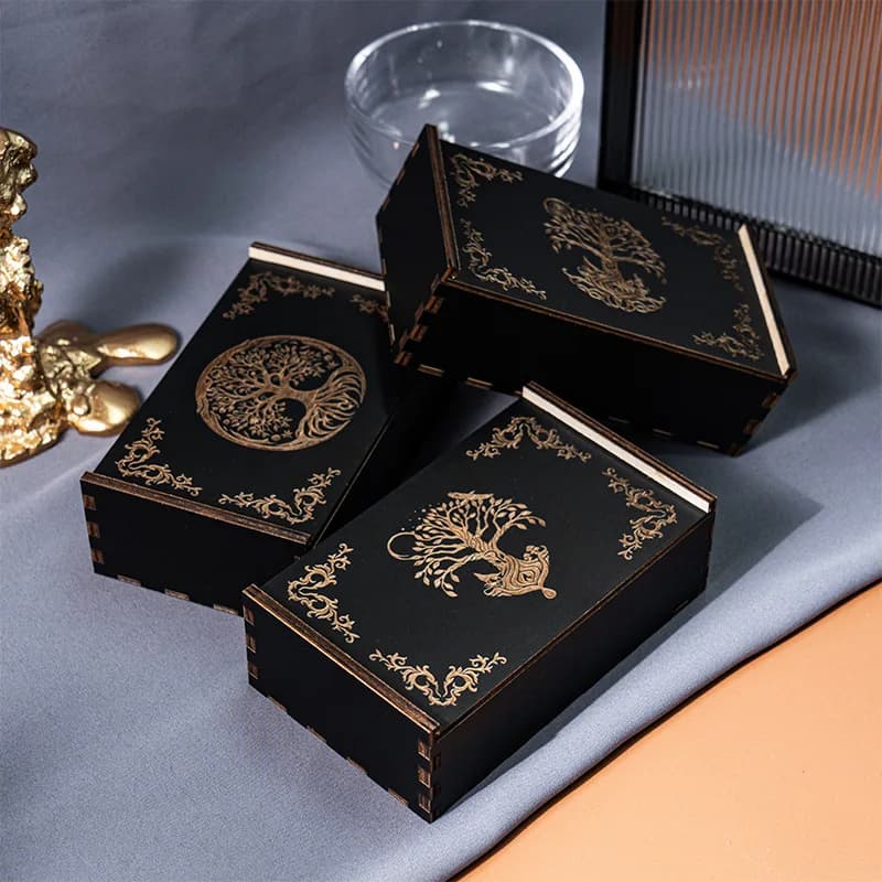 Scatola porta carte tarocchi in legno – TAROT BOX, design scorrevole in legno, custodia per carte degli scacchi