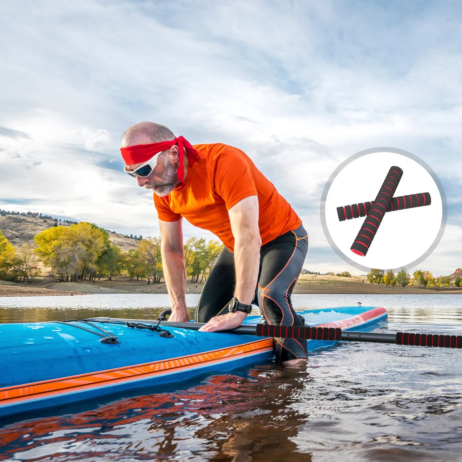 1 Paio di Coperture in Spugna per Impugnatura Pagaia Kayak, Antiscivolo, Comode, Protezione per le Mani, Riducono l'Affaticamento, Accessori per Canoa, Impugnature per Pagaie Kayak
