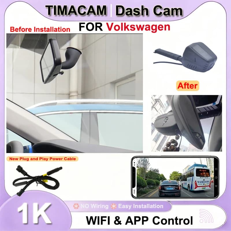 TIMACAM 1080P Dash Cam for Volkswagen VW Passat Tiguan golf polo Atlas Taigo Jetta T-Roc Touareg Canddy Nivus Arteon for Skoda