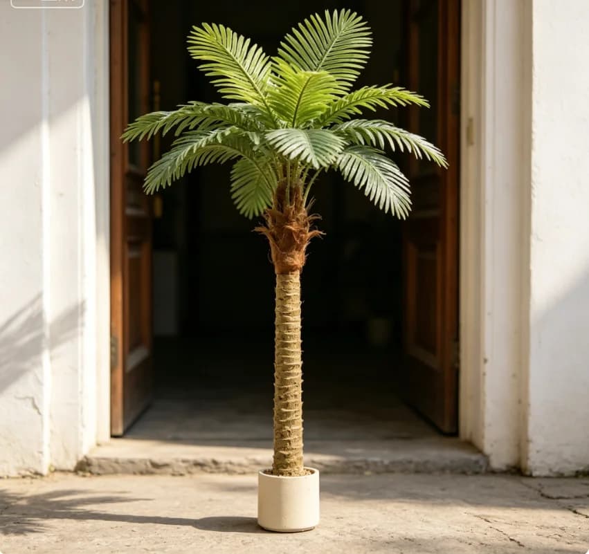 Palma di cocco artificiale da 1,2 m in vaso, pianta verde per decorazioni paesaggistiche di hotel, centri commerciali e uffici