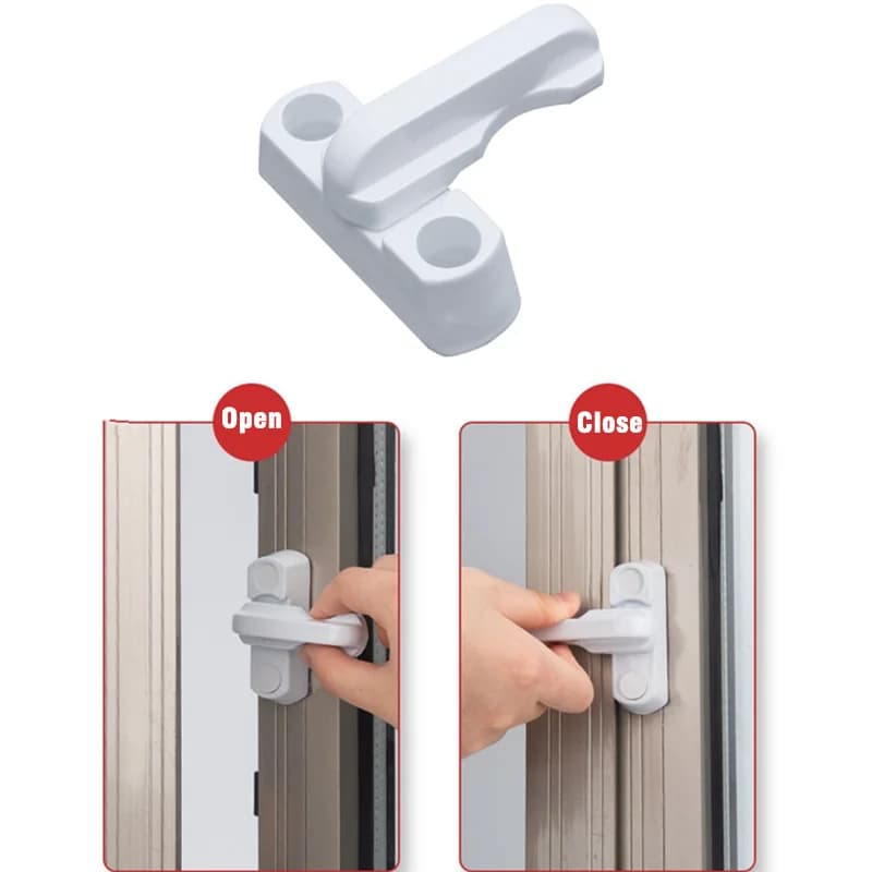 Plastica + Acciaio inossidabile + Lega di zinco UPVC Sicurezza sicura per bambini Antifurto Porta finestra Serratura a ghigliottina Maniglia a leva di sicurezza Chiusura a scatto
