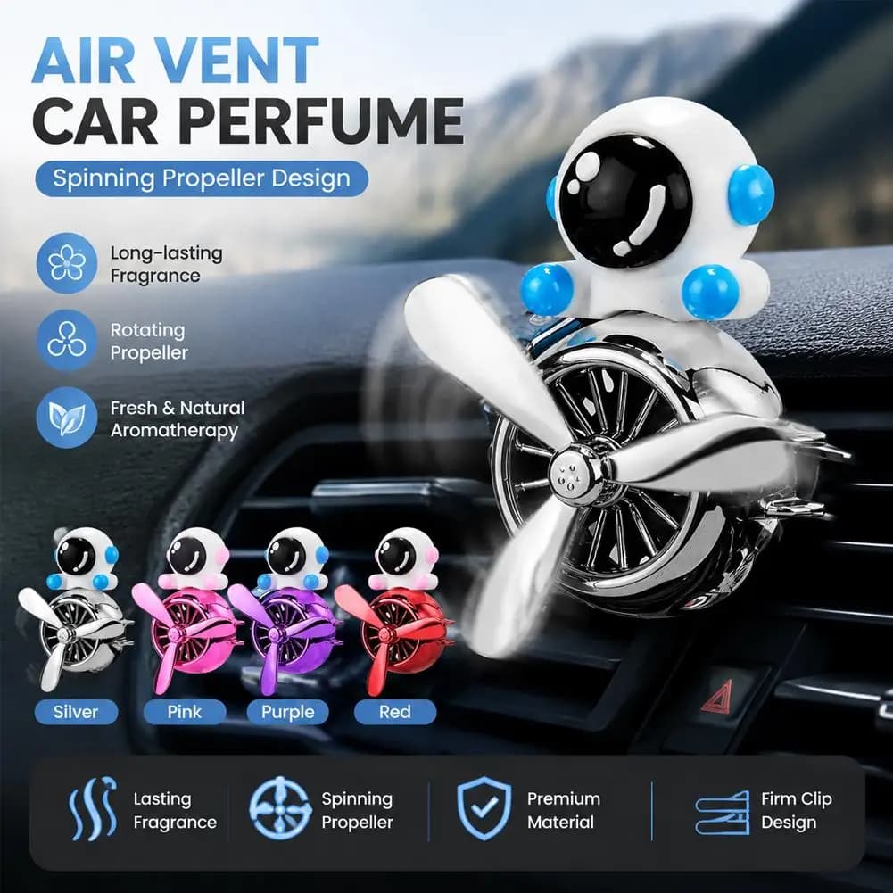 Rotating Propeller Pilot Astronaut Car Air Fresheners Accessories Decorations Fun Vent Clip Perfume Diffuser Aroma Fragrance