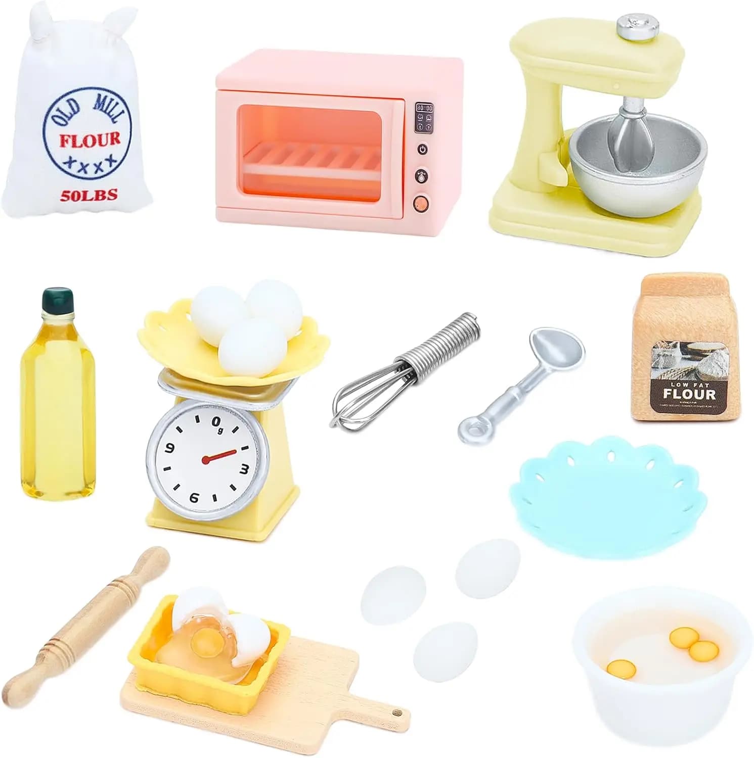 Set di 22 Accessori in Miniatura per Cucina di Casa delle Bambole: Frullatore, Bilancia, Sfogliatrice e Altri Giocattoli