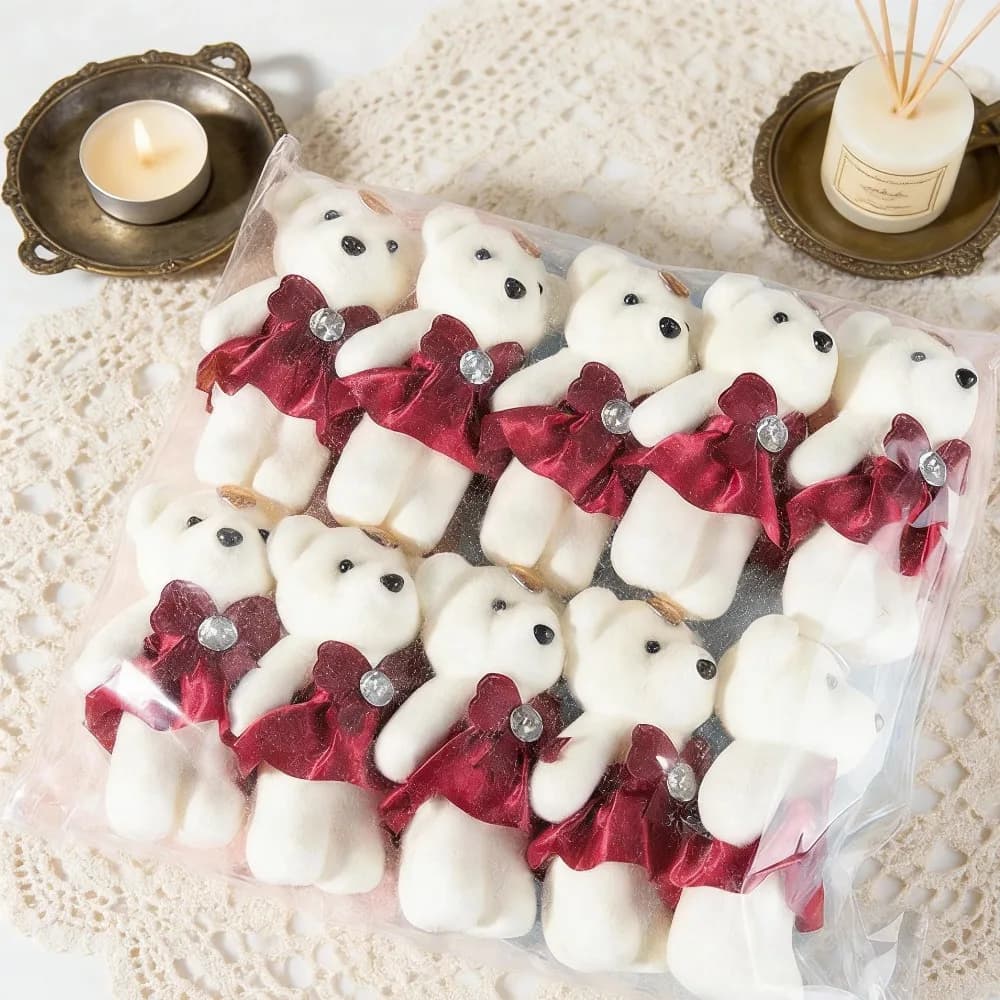 10Pcs/Lot Soft Stuffed Bear Plush Toys Mini Teddy Bear Dolls Toy Mini Bear Flower Bouquet Dolls DIY Flower Gifts Pendant