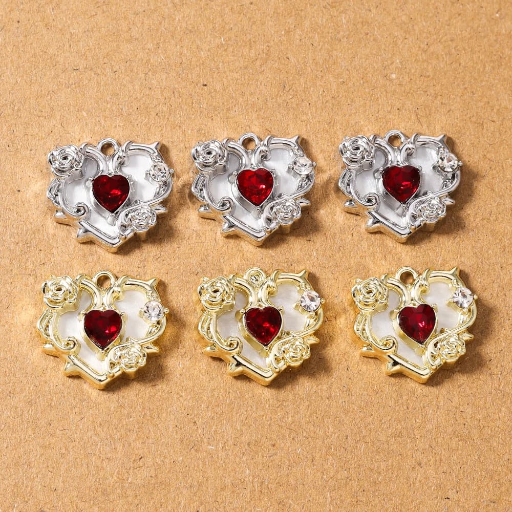 5 Pezzi Eleganti Ciondoli a Forma di Cuore in Cristallo CZ per Creazione di Gioielli, Collane, Orecchini, Bracciali, Accessori Fai-da-Te