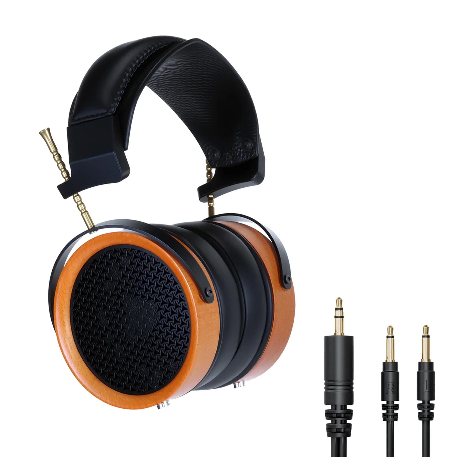 HD11 Headsets 53MM Speaker Open-Back HIFI Wooden Headphones With Dual 3.5mm Detachable Cable Retro-Vintage Style Earbuds