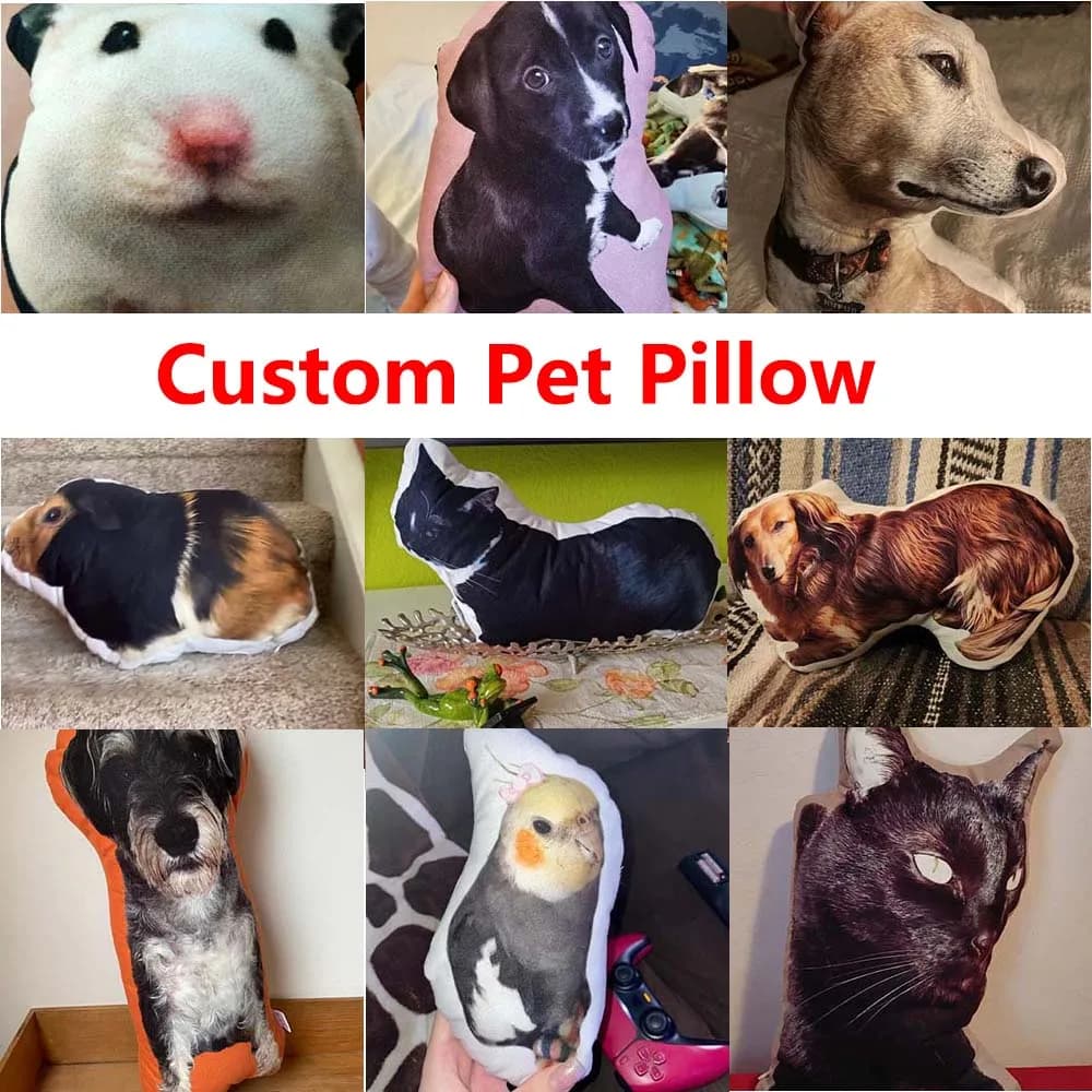 Custom 3D Animals Pillow Funny Pet Bird Hamster Cat Dog Stuffed Animal Picture Pillow Customization Sofa Car Cushion