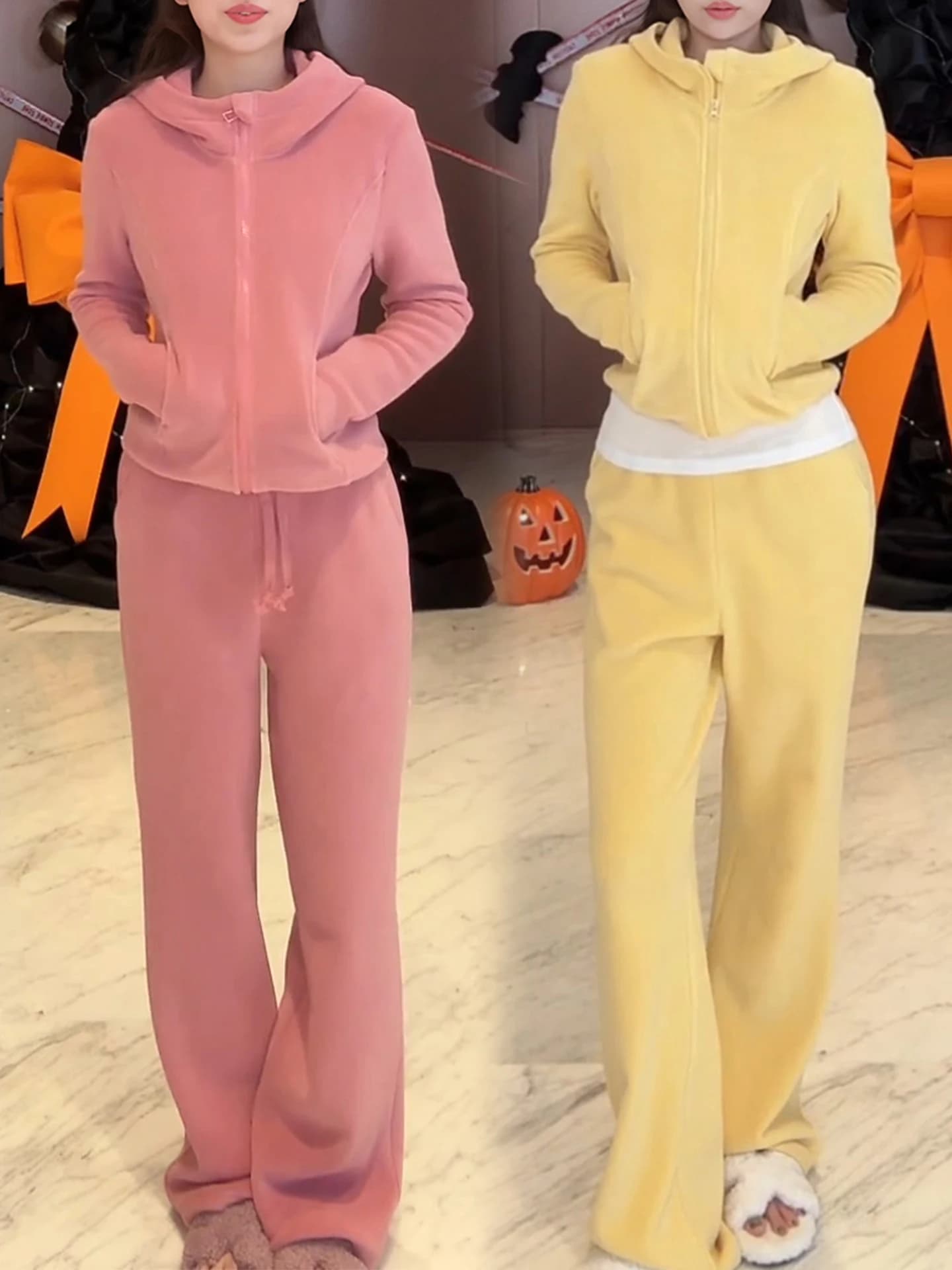 Set Sportivo Casual alla Moda per Donna, Felpa Snellente e Pantaloni a Gamba Larga, Completo Due Pezzi Trendy Autunno Inverno Nuova Collezione